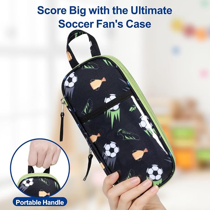 Bagseri Pencil Case for Boys - Expandable Cute Kids Pencil Case | Wide Opening Pencil Pouch Organizer for School Supplies, Cute Kids Pencil Case for Boys, Green Jungle Dinosaur