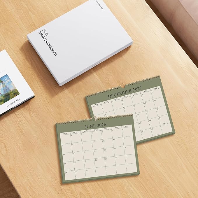 Small Wall Calendar 2026-2027 - Mini Calendar 2026-2027 from July 2026 - December 2027, 19 Months Little Calendar with Premium Paper, 6" x 8", Green