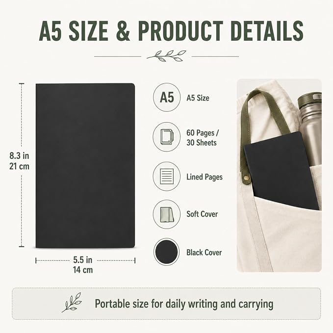 Mimorou 100 Pcs Journals Notebooks Bulk - Kraft Softcover A5 Small Notebooks 5.5 Inch x 8.3 Inch Notepads with 60 Page 30 Sheet for Writing Sketch Travel Office Supplies(Black,Lined)