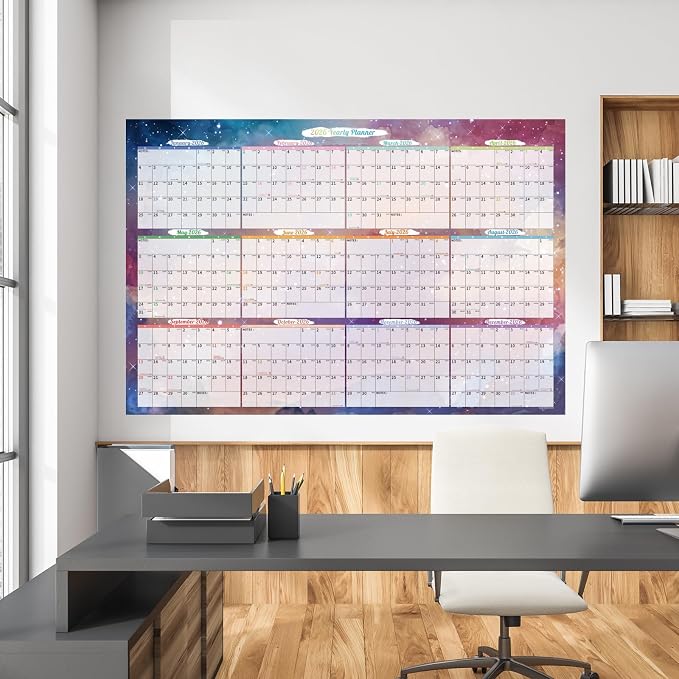 Ospelelf Wall Calendar 2026 Large 32'' x 48'' Dry Erase Laminated Calendar for Wall, 2 Yearly Big Family Calendar Planner, Use Jan 2026 -Dec 2027 (Starry Sky)