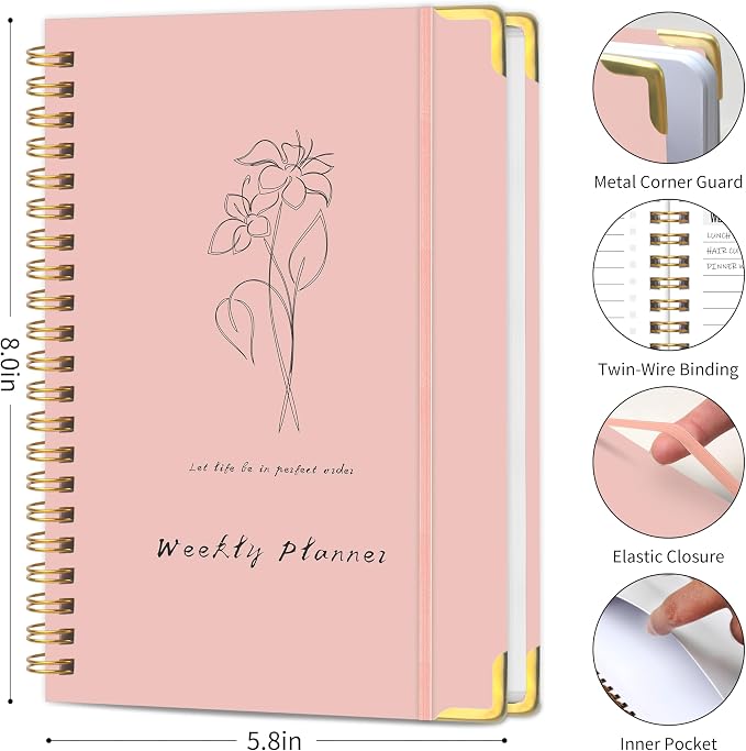 TREES Undated Weekly Planner, Weekly To-Do List, Goal and Habit Tracker | 5.8" x 8" Spiral-Bound Organizer for Weekly Goals, Tasks and Habits, Designed for Work, School and Everyday Planning