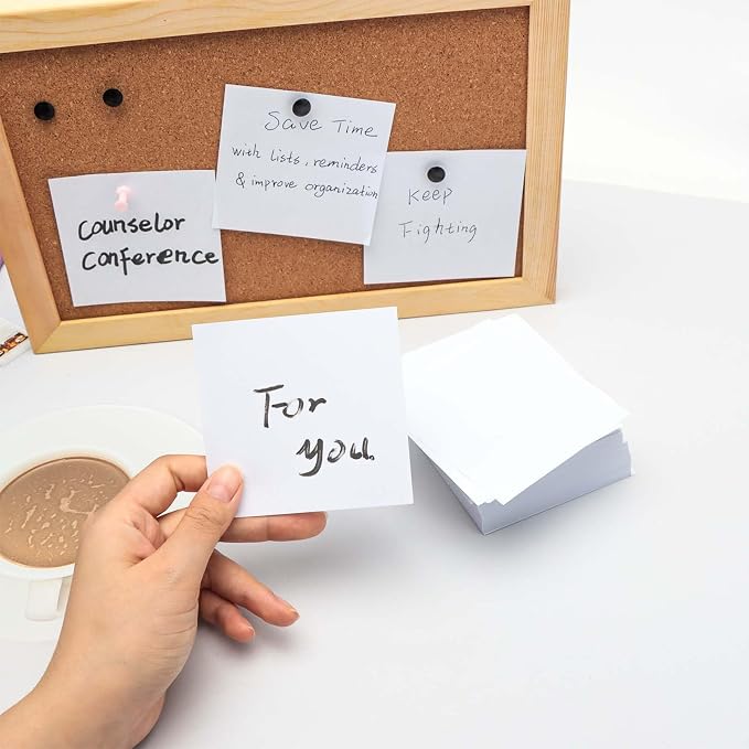 Non Sticky Blank Notes Cube 500 Sheets 3.35x3.35 Inch White Memo Note Loose Paper Cubes for Taking Reminders Home Office Writing Supplies
