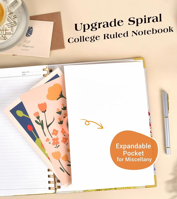 Lined Spiral Notebook Journal for Women, 150 Pages Cute Notebooks 5.75” x 8.38”, A5 Hardcover Spiral Journals with 100 GSM Thick Paper, College Ruled Notebook for Writing Work School, Colorful Tree of Life