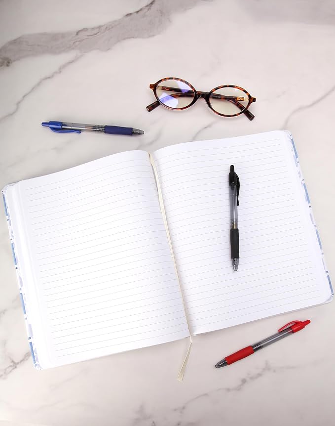 WORLD TRAVELER Large Lined Journal Notebook 256 Ruled White & Ivory Pages | Lay-Flat Binding, Gilded Page Edges Resist Wear, Reinforced Square Corners, Bleed-Resistant Smooth Paper