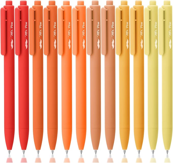 Mr. Pen- Retractable Gel Pens, 12 Pack, Black Ink, Summer Morning Barrel | Fine Point 0.5mm, Fast Dry, Smooth Writing, Cute Pens for Drawing, Writing Planner and School Supplies