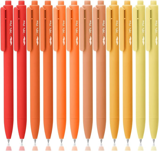 Mr. Pen- Retractable Gel Pens, 12 Pack, Black Ink, Summer Morning Barrel | Fine Point 0.5mm, Fast Dry, Smooth Writing, Cute Pens for Drawing, Writing Planner and School Supplies