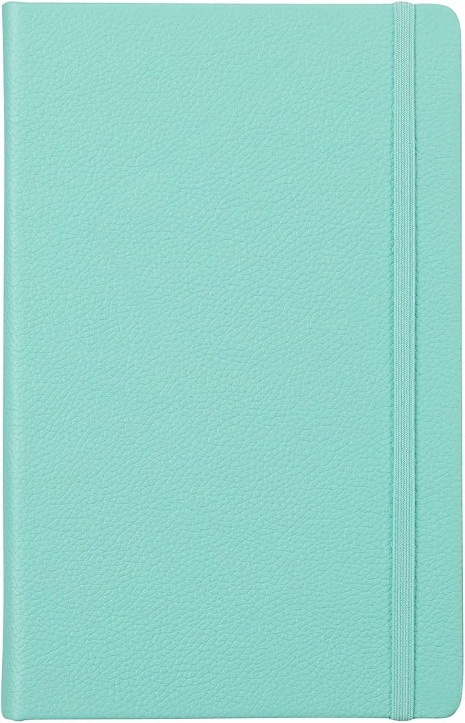 Leather Notebook, Writing Journal, Full-Grain Leather, Narrow Ruled Paper, Notebooks for Work & School, Reef Blue (8.4" x 5.4”)