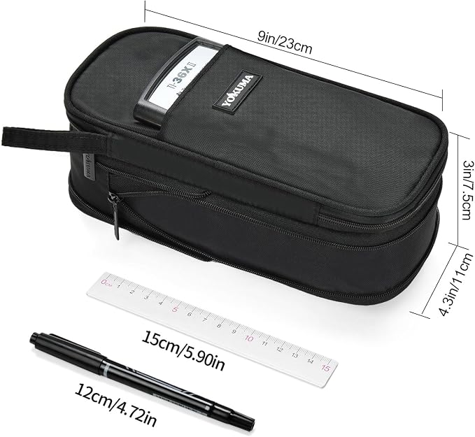 YOKUMA Pencil Case Pencil Pouch for Boys Big Capacity Pen Bag Box, Aesthetic College School Supplies for Student Teen Adults Preppy,Black