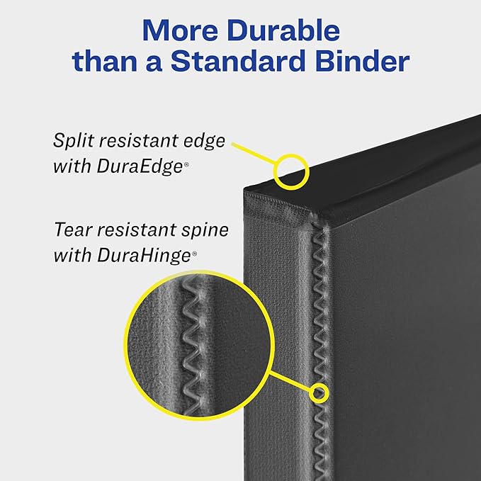 Avery 3 Ring Binder 3 Inch Slant Rings Durable View, White Binder for Home, Office, or School Use, 4 Pack (17030)