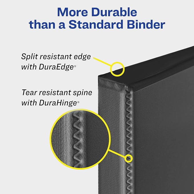 Avery Durable View 3 Ring Binder, 1/2 Inch Slant Rings, 1 Black Binder (17001)