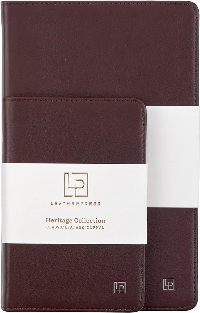 Classic Leather Notebook Writing Journal, Softcover, Narrow Ruled, Table of Contents and Numbered Pages