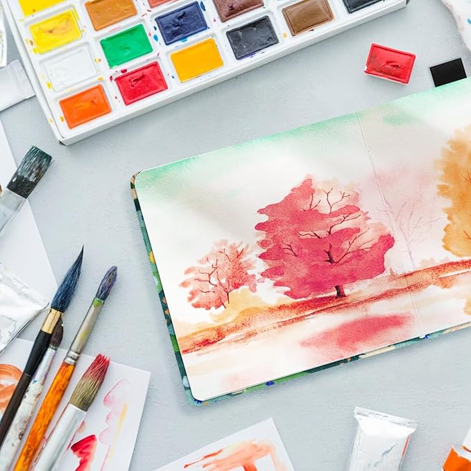 Watercolor Sketchbook,5 x 5 inches Hardcover Journal Art Sketchbook,30 Sheets 140lb/300gsm Acid-Free Drawing Paper,Small Travel Mixed Media Notebook for Beginners Artists,Hill Rabbit
