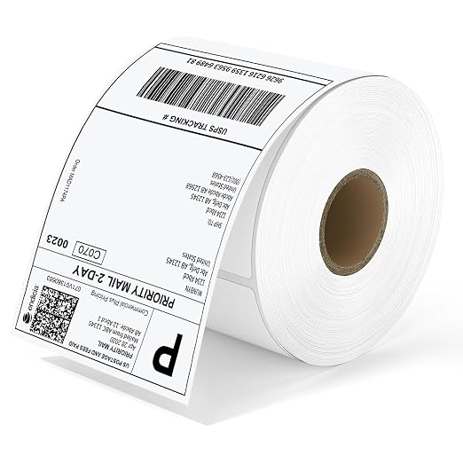 MUNBYN Thermal Shipping Labels, 4x6 Labels for Printer, 500 Sheets/1 Roll | Commercial Grade, No BPA and BPS, Print Clear and Sharp, Strong Adhesive, Compatible with Most Thermal Printers