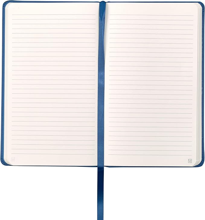 Leather Notebook, Writing Journal, Full-Grain Leather, Narrow Ruled Paper, Notebooks for Work & School, Pacific Blue (8.4" x 5.4”)