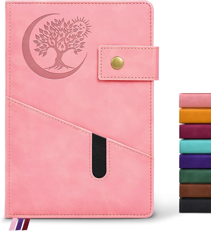PAIBAS Blank Journal Notebook, A5 Hardcover Leather Sketchbook with 200 Pages Thick Blank Paper for Men Women, Unlined Drawing & Writing Journal, 5.9" x 8.4" Plain Notebook (pink)