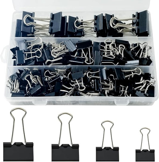 170 Pcs Binder Clips Assorted Sizes, Black Large, Medium, Small Binder Paper Clips for Office Supplies, Home, School,Business Document Organizing（Black）
