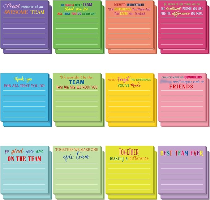 Yinder 24 Pcs Sticky Notes Gifts Bulk,Thank You,Dark