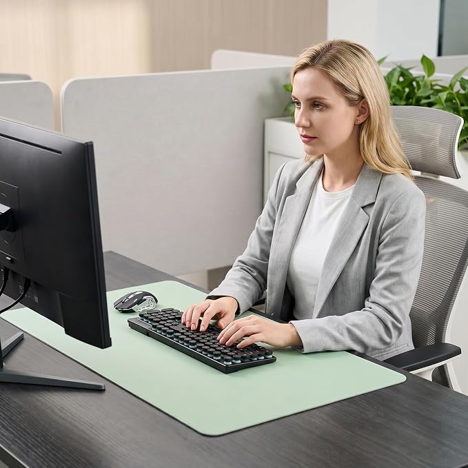 Leather Desk Mat - Non-Slip PU Desk Pad for Office and Home - Desk Organization and Accessories - Ideal for Mouse Pad and Desk Mats on Top of Desks(Green,7.88''x 14.97'')
