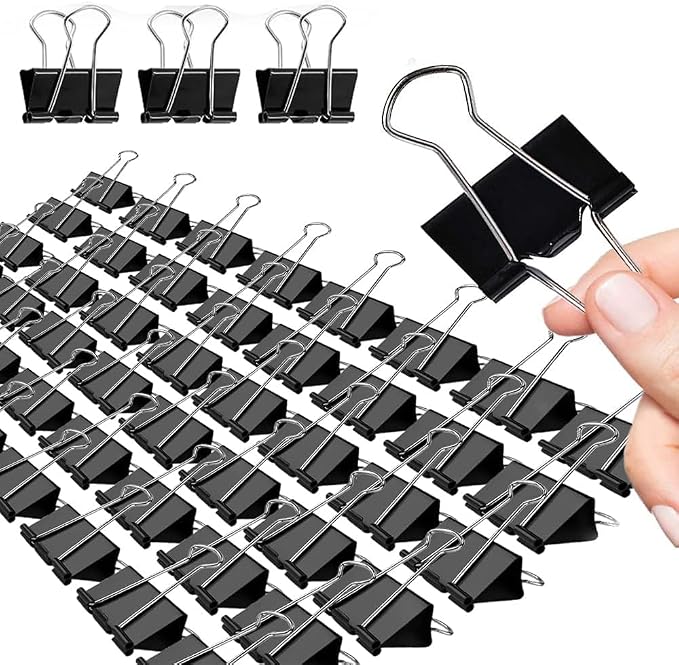 Large Binder Clips, 72 Pack, 1.6 Inch, Non-Standard 41mm, Black, Capacity 0.66 Inch, Paper Clip, Great Office Clips, Office Supplies