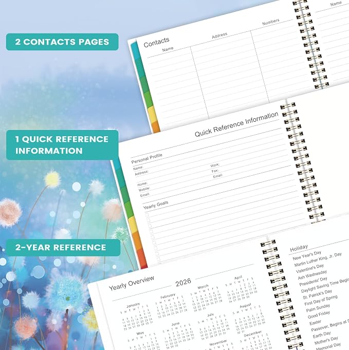 Planner 2026-2027,Weekly and Monthly Planner 26-27,11” x 8.5” | Jul. 2026 - Jun. 2027,Weekly and Monthly, Colorful Tabs, Back Pocket, Holidays, Twin-Wire Binding