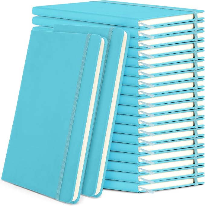 Honoson 20 Pack A5 Lined Journal Notebooks Hardcover Executive Notebook 5.5" x 8.3" PU Leather Wide Ruled Journals Bulk 160 Pages for Back to School Supplies Office Business Home (Emerald Blue)
