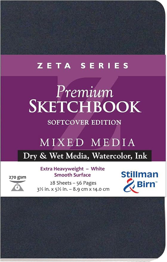 Stillman & Birn Zeta Series Softcover Sketchbook, 3.5" x 5.5", 270 gsm (Extra Heavyweight), White Paper, Smooth Surface