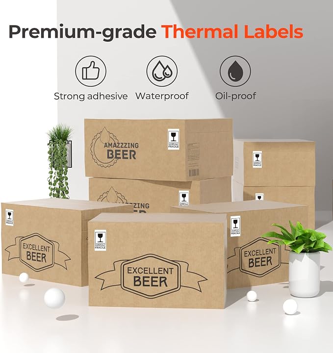 MUNBYN 2.25x1.25 Thermal Labels, 4000 Sheets/4 Roll, White | Strong Adhesive for Small Business, Shipping, Bakery, Price Tag