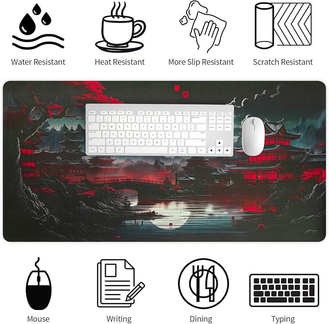 Bloss Japanese Style Desk Mat, Large Leather Desk Pad, Desk Matt for Desktop, Desk Pad Mat Waterproof, Computer Mat for Office Work/Home/Decor(31.5 x 15.7 Inches)