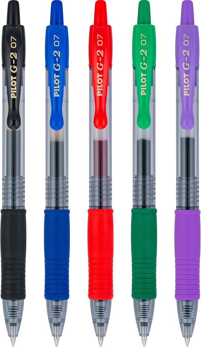 Pilot G2 Pens, Premium Refillable And Retractable Gel Ink Pens Fine Point 0.7mm, Assorted Colors, 5-Pack