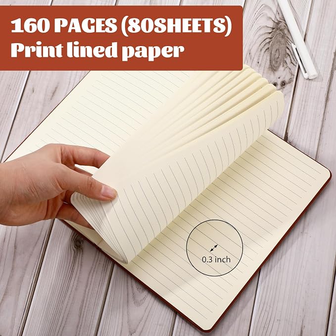 Honoson 20 Pack A5 Lined Journal Notebooks Hardcover Executive Notebook 5.5" x 8.3" PU Leather Wide Ruled Journals Bulk 160 Pages for Back to School Supplies Office Business Home (Black,Navy,Brown)