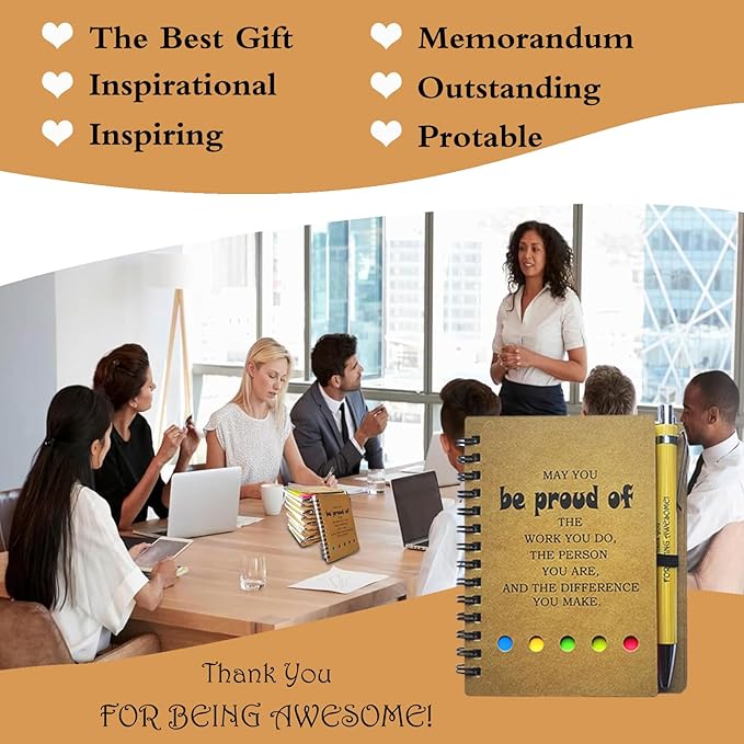 2026 Inspirational Spiral Notebook 10 Sets Portable Employee Appreciation Gifts Bulk Journals with Sticky Note Pen for Teachers Students Friends Colleagues Volunteer Nurse and Family Thank You Gifts