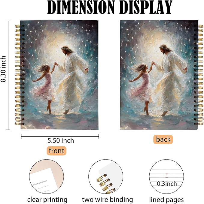 bitCNY Jesus and Girl Notebook – Christian Spiritual Art Journal for Women and Teens, 8.3x5.5 Inches Religious Faith Notebook 402