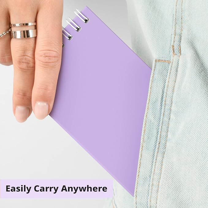 Taja Set of 8 Mini Pocket Notebook Top Spiral Nursing Notepads | Lilac Purple 3" x 5", Mini Little Spiral Notebook, Nursing Notepad, Perfect for Work, School, Office, Nurse, Travel