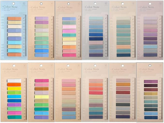 ELII Sticky Tabs 2400pcs - Colored Writable Repositionable Page Markers | Morandi Sticky Note,Strip Index Tabs,Page Tabs,Bible Study,Planning,Safety Material, Smooth Writing,Transparent,Waterproof