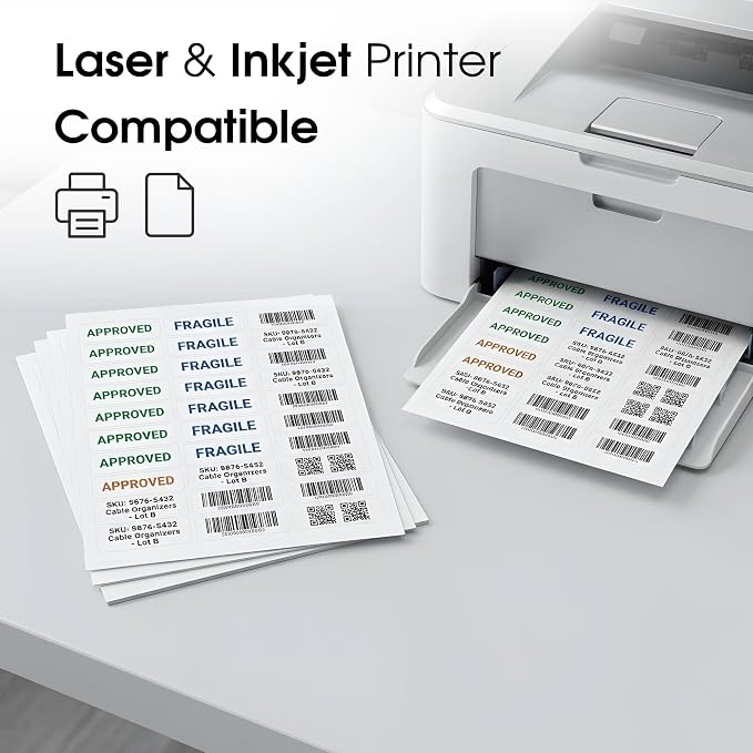 1" X 2 5/8" Matte White Printable Address Labels (250 Sheets, 7500 Stickers) Mailing and Return Address Labels for Laser & Inkjet Printers - Spartan Industrial Template R007