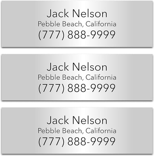Personalized Golf Club Name Labels (30 Labels) - Custom Waterproof Name Stickers for Golf Clubs (Silver with Black Text)