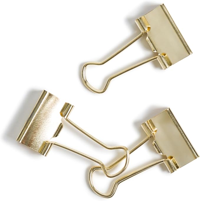 U Brands Binder Clips, 72-Count, 3/4 Inch Mini Gold Metal Paper Clamps for Home, School, and Business
