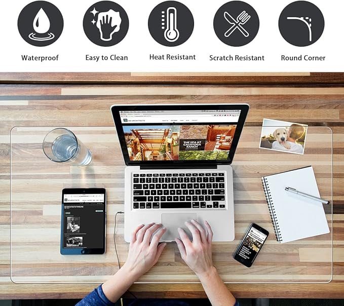 24 x 36 Inches Clear Desk Pad Blotter Plastic Transparent Desk Mat for Desktop PVC Vinyl Table Pad Easy Clean Desk Cover Protector for Writing Desk Tabletop Office Computer with Mouse Pad