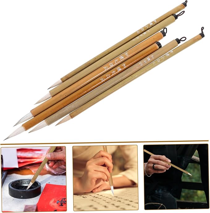LALAFINA 12 Pcs Chinese Calligraphy Brush Set Sumi Brushes for Ink Traditional Calligraphy Brush Pen for Beginners Writing Drawing Painting 8.66 in