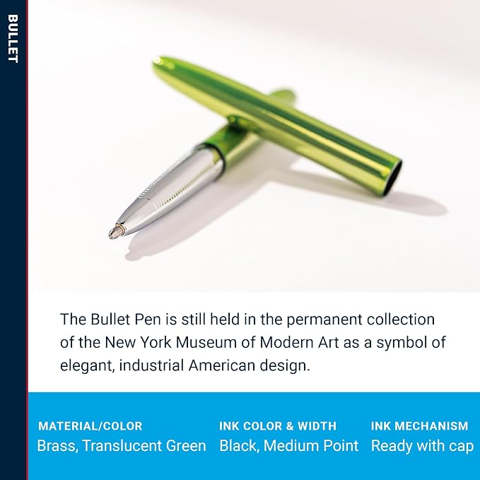 Fisher Space Pen Aurora Borealis Lime Green Bullet Pen, Pressurized Ballpoint Pen, Compact Size, Writes Upside Down, Extreme Temperatures, Black Ink, Medium Point, Gift Box, Made in the USA