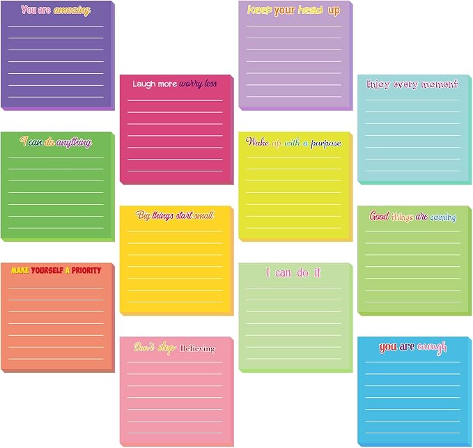 Yinder 24 Pcs Sticky Notes Gifts Bulk,Inspirational,Dark Color