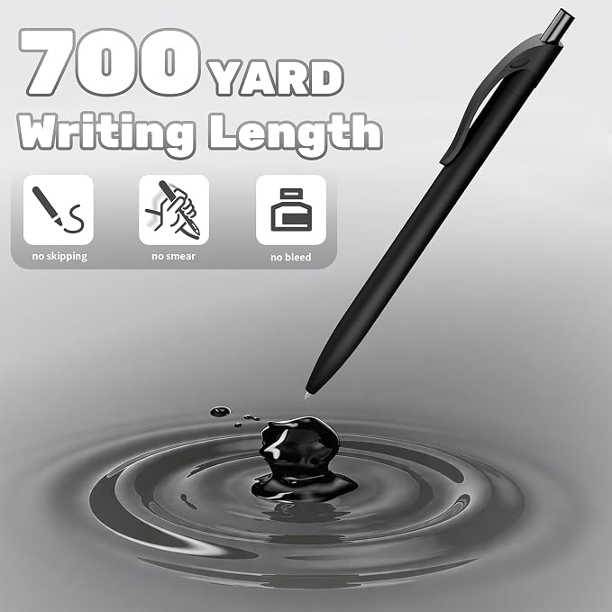 deegtran Pens Bulk, 50 Pack No Bleed Black Ink Click Pens, Wholesale Retractable Ballpoint Pens, Pen Medium Point, Smooth Writing, 1.0MM