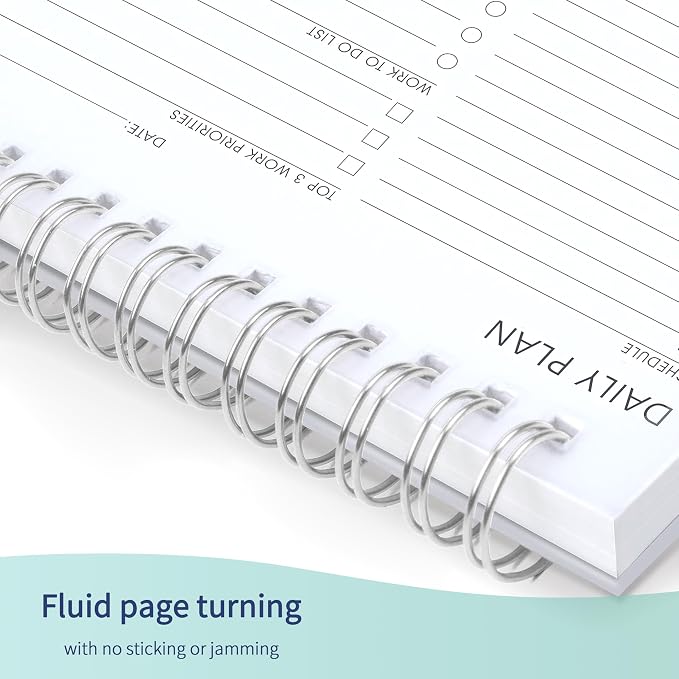 Daily Shedule Planner Half-Hourly Personal Organizer 6.5"x 10" | Both Sides Usable,Undated Layout,Time Block,Work To-Do List,Priorities,Smooth Writing, No Bleed Thick Sheets