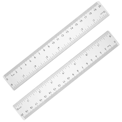 Clear Plastic Ruler, 2 Pack 8 Inch Shatterproof Ruler with Inches and Centimeters, Transparent Straight Ruler for School Classroom, Home, or Office