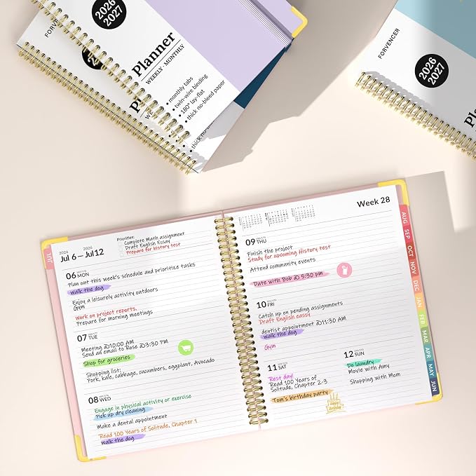 Forvencer Academic Planner 2026-2027, July 2026-June 2027 Weekly & Monthly Hardcover Calendar Planner, 8.5" X 11", Daily Agenda Book, School Office Notebook College Teacher Student Organizer A4, Blue