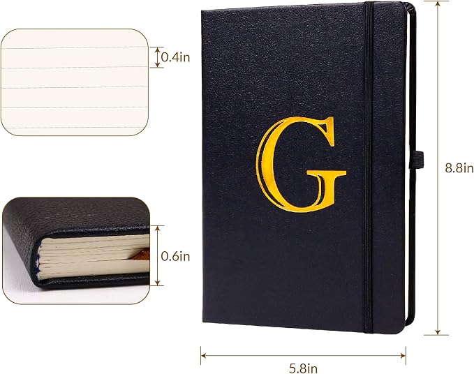 Business Notebook for Men Women, A5 Journal Notebook with A-Z , Dual-Sided Writing Paper Notebook with Dividers, Travel Journal for Teens, 200 Pages Leather Journal for Writing, Work, Meetings Black,T