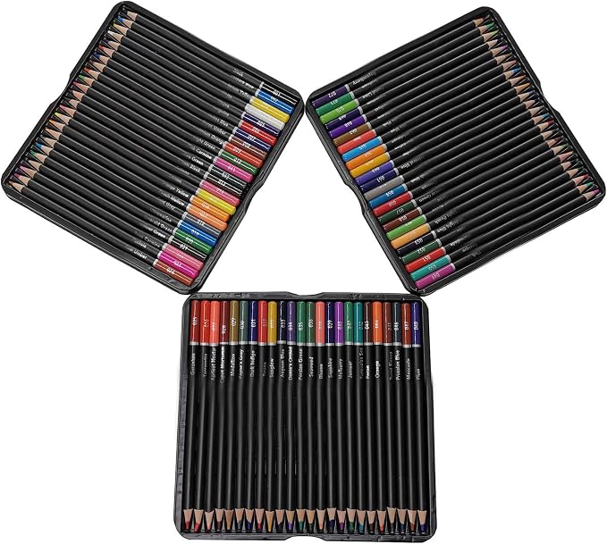 72 Colored Pencils Sets, 2B Hardness Soft Core Easy Coloring Drawing Sketching High Color Solidity Oily Color Pencil with Iron Box for Artists Adult School Supplies