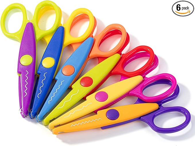 Mr. Pen- Craft Scissors Decorative Edge, 6 Pack, Retro Colors | Zig Zag Scissors for Crafting, Scrapbooking, Fancy, Pattern, Design