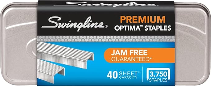 Swingline Staples, Premium for Desktop Staplers, 1/4" Length, 210/Strip, 3750/Box, Jam Free, Optima (35556)
