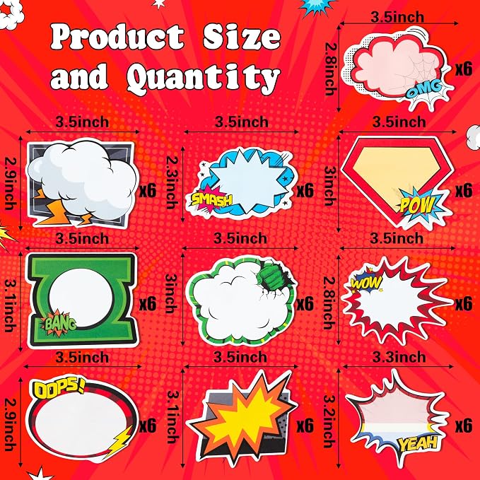 AgincBerry Hero Sticky Notes - 60PCS Cool Cartoon Hero Self-Stick Notes Mini Super Fun Hero Memo Pads Creative Shaped Notepad Writing Sticky Note for School Office Home Gift Tab Supplies